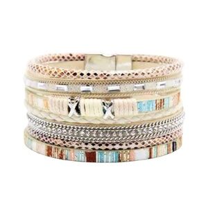 NWT Multi-Strand Bracelet with Silver and Blue Accents – Elegant Boho Chic Desig